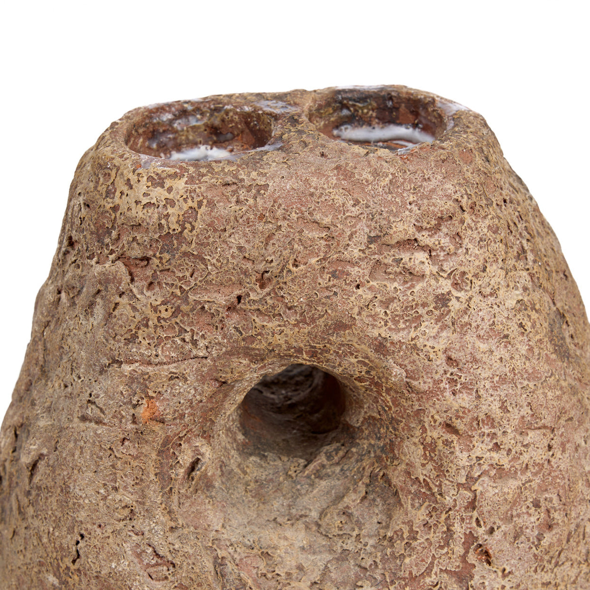 Détail du sommet du bougeoir Totem avec ses deux logements pour bougies chauffe-plat