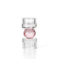 Bougeoir en verre incolore à sphère facettée rose 12 cm