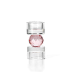 Bougeoir en verre incolore à sphère facettée rose 12 cm