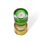 Bougeoir en verre recyclé à sphère rose et socle vert 12 cm, vue 4