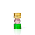 Bougeoir en verre recyclé à sphère rose et socle vert 12 cm