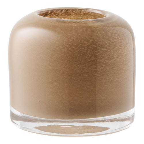 Bougeoir verre soufflé bouche brun taupe forme dôme Ø8 H7,5 cm vue de face
