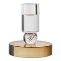 Bougeoir verre soufflé base dorée sphère bulles cristal vue de face Ø8,5 cm