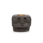 Bougeoir visage en pierre à traits lissés 9 cm