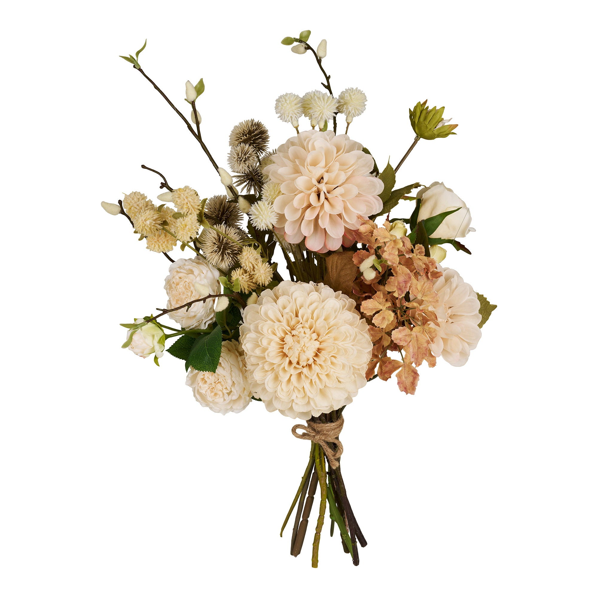 Bouquet artificiel Caffè Latte dahlias et roses vue de détail