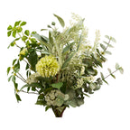 Bouquet artificiel Green Spirit eucalyptus et dahlias vue de face