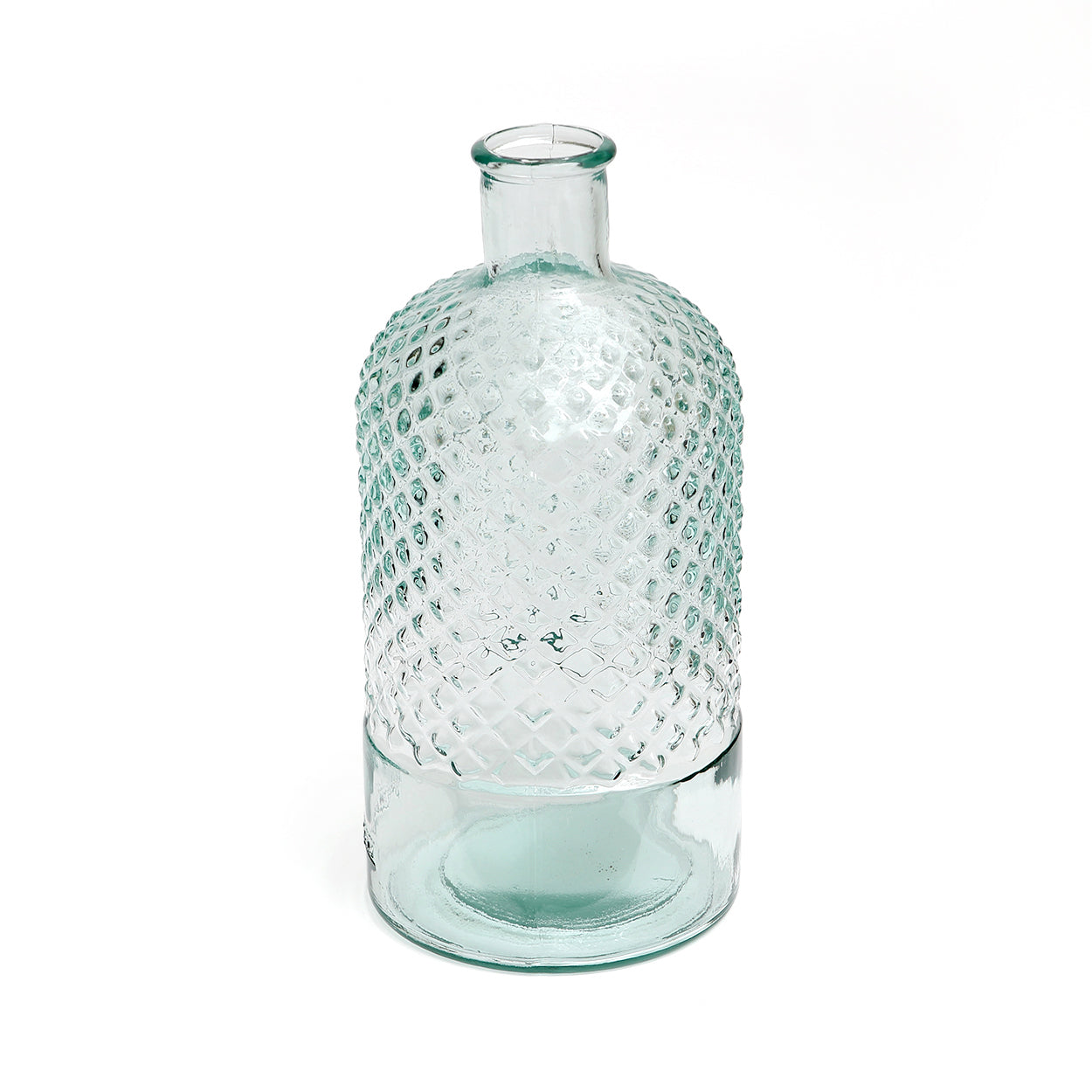 Bouteille décorative à pointes de diamant en verre recyclé 28 cm