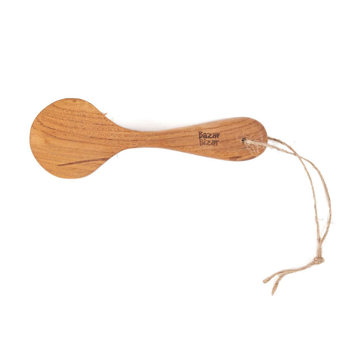 Dos lisse de la brosse à récurer Toto en teck naturel avec sa cordelette de jute