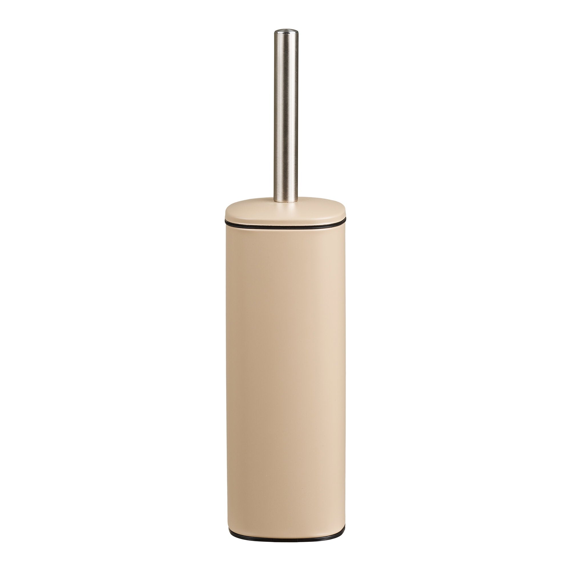 Brosse WC Lodi métal laqué beige manche inox brossé Ø9x39 cm vue de face