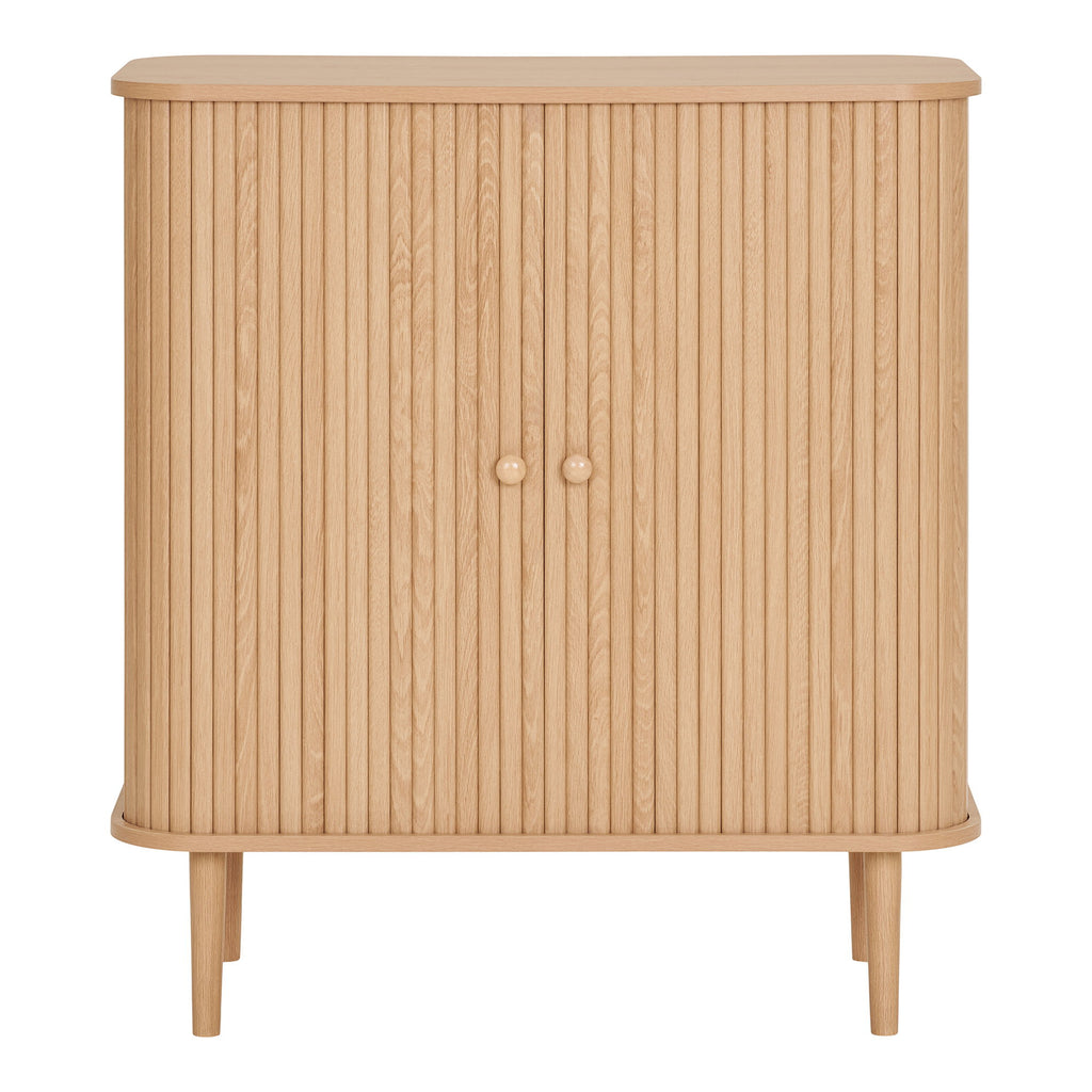 Buffet Nikko chêne naturel 80x40x87 cm 2 portes cannelées pieds pin vue de face