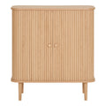 Buffet Nikko chêne naturel 80x40x87 cm 2 portes cannelées pieds pin vue de face