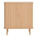Buffet Nikko chêne naturel 80x40x87 cm 2 portes cannelées pieds pin vue de face