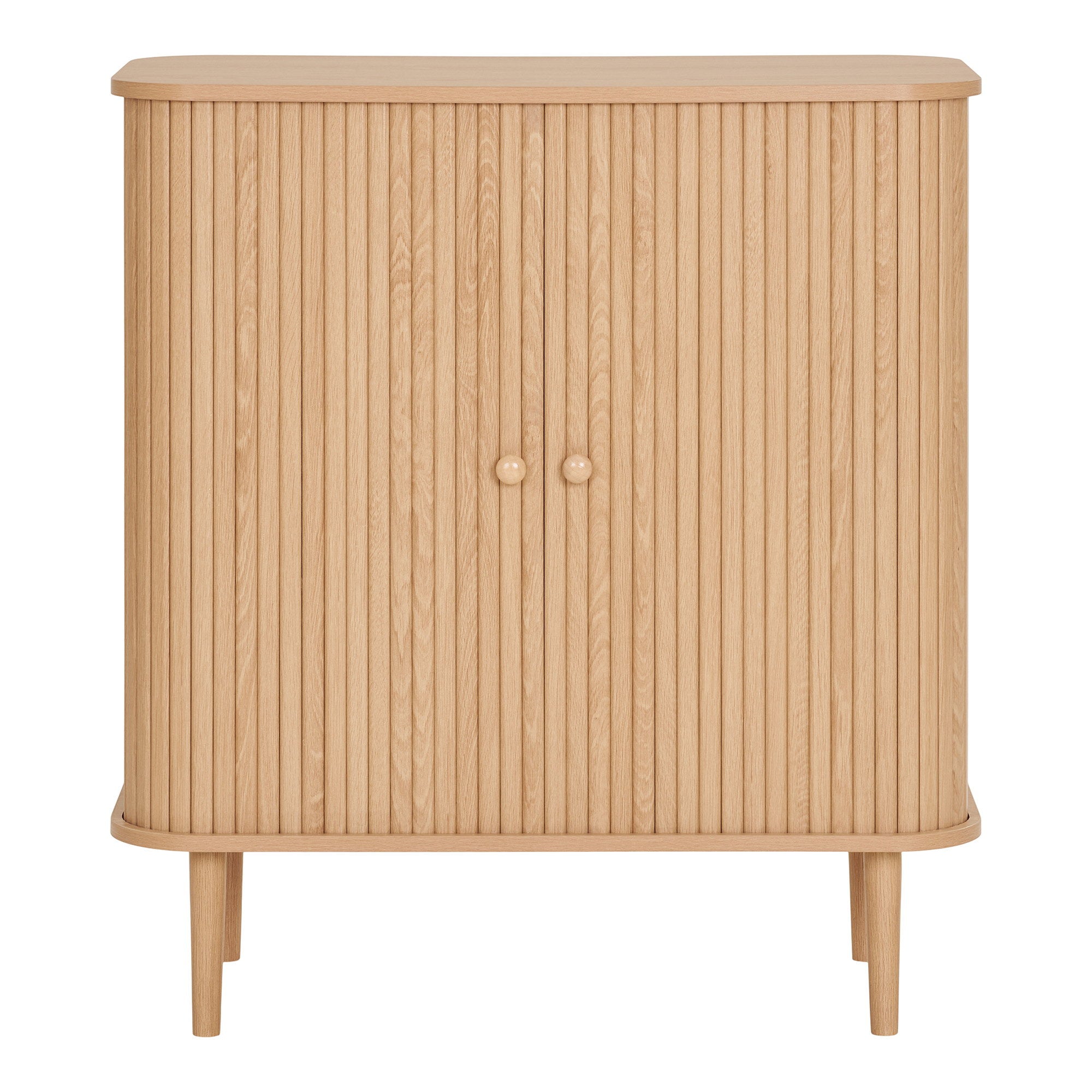 Buffet Nikko chêne naturel 80x40x87 cm 2 portes cannelées pieds pin vue de face