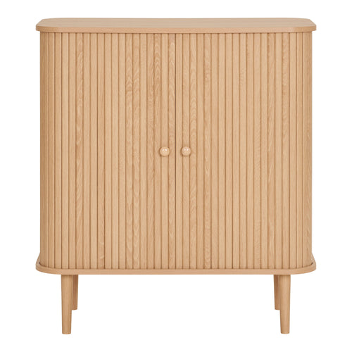 Buffet Nikko chêne naturel 80x40x87 cm 2 portes cannelées pieds pin vue de face