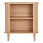 Buffet Nikko chêne naturel portes ouvertes étagère centrale rangement intérieur
