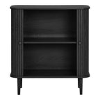 Buffet Nikko noir cannelé 2 portes 87 cm vue de face