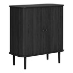 Buffet Nikko noir cannelé 2 portes 87 cm vue de détail