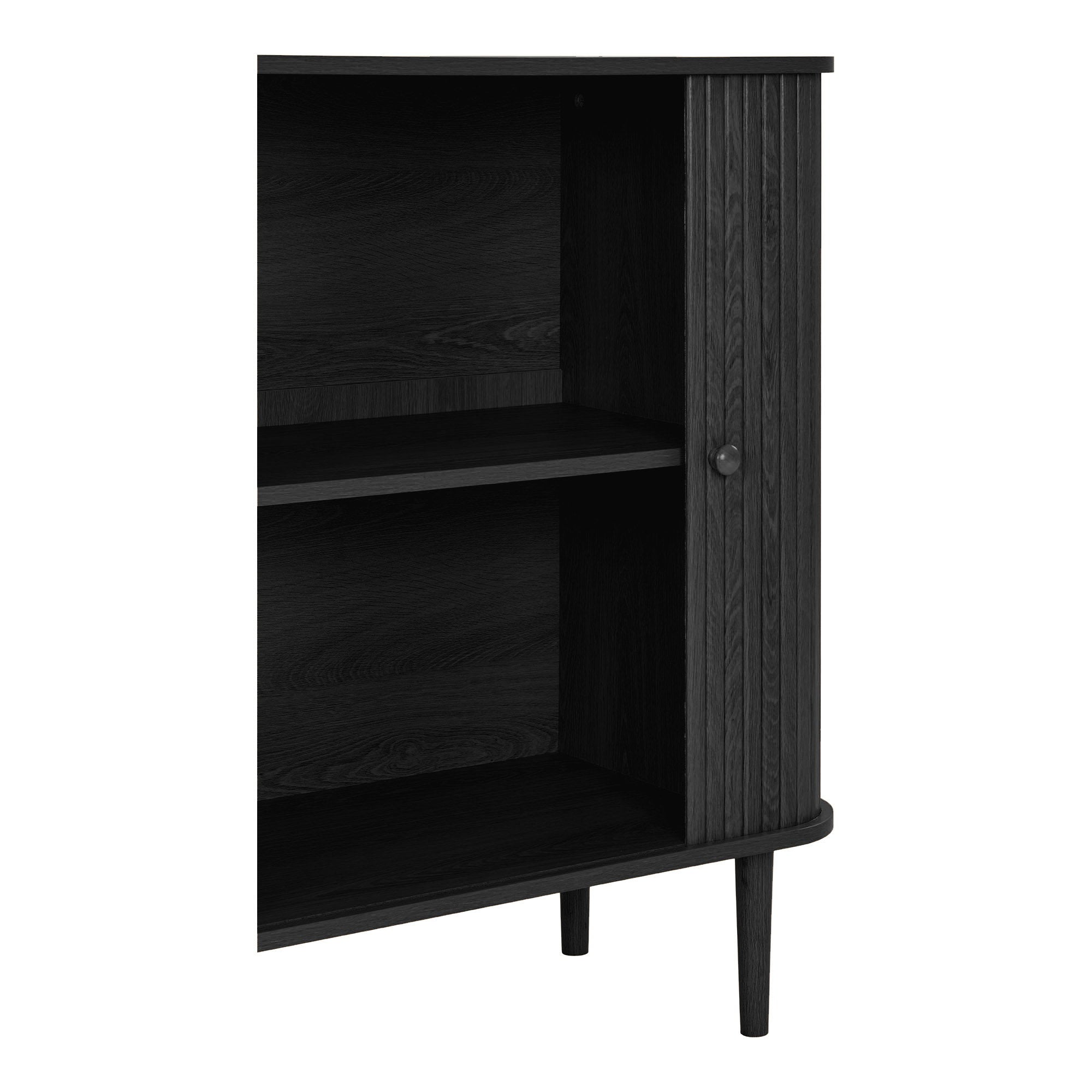 Buffet Nikko noir cannelé 2 portes 87 cm vue de détail