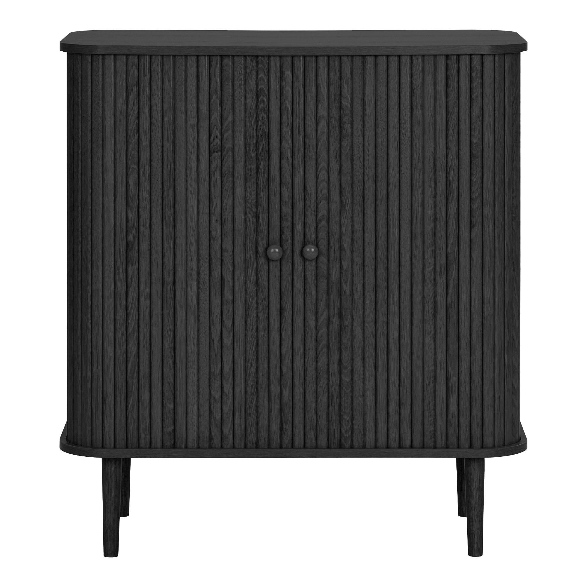 Buffet Nikko noir cannelé 2 portes 87 cm