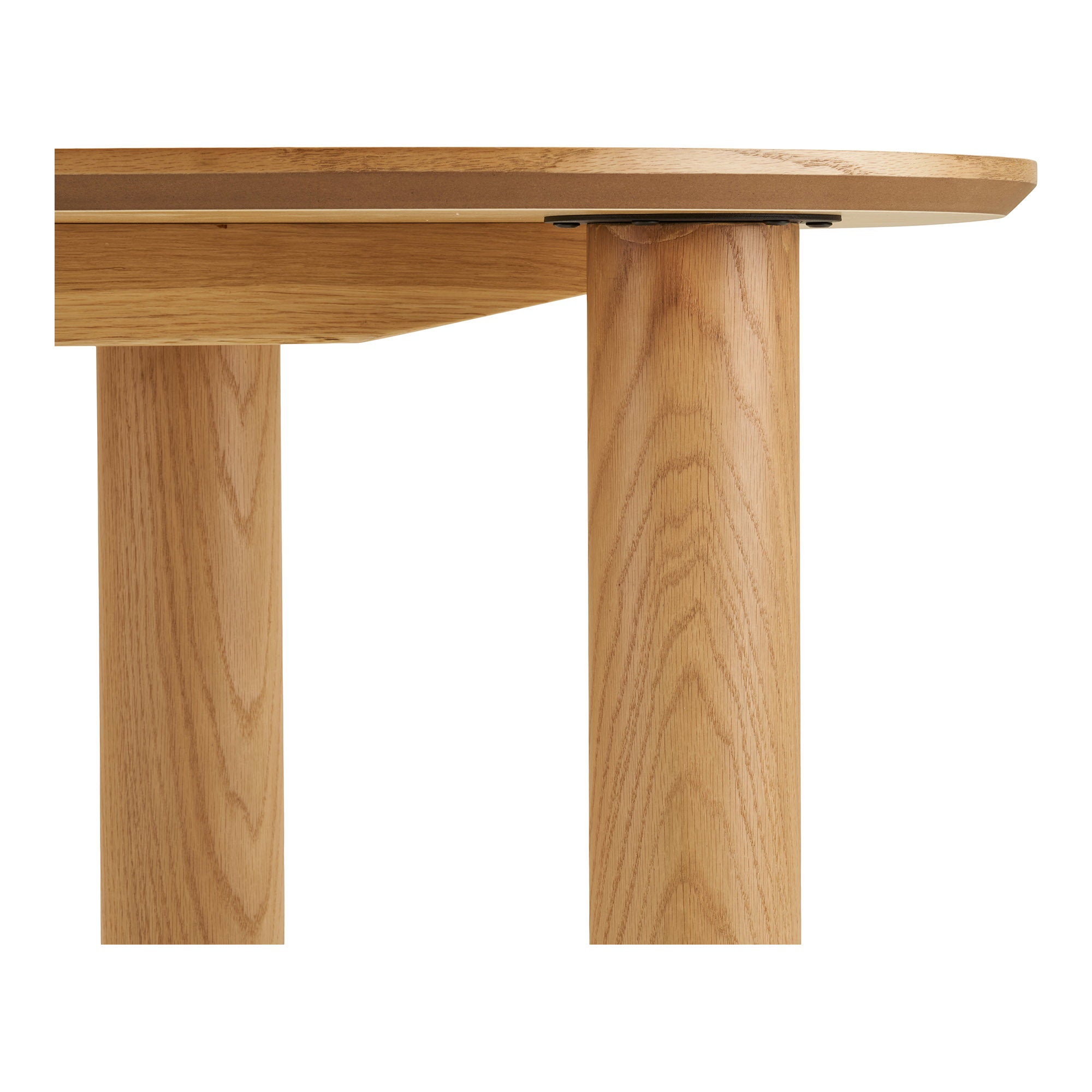 Bureau Livigno chêne plateau organique 3 pieds 120 cm vue de détail