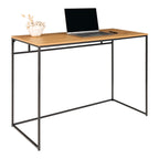 Bureau Vita plateau chêne naturel pieds métal noir 100x45x75 cm vue trois quarts avec laptop