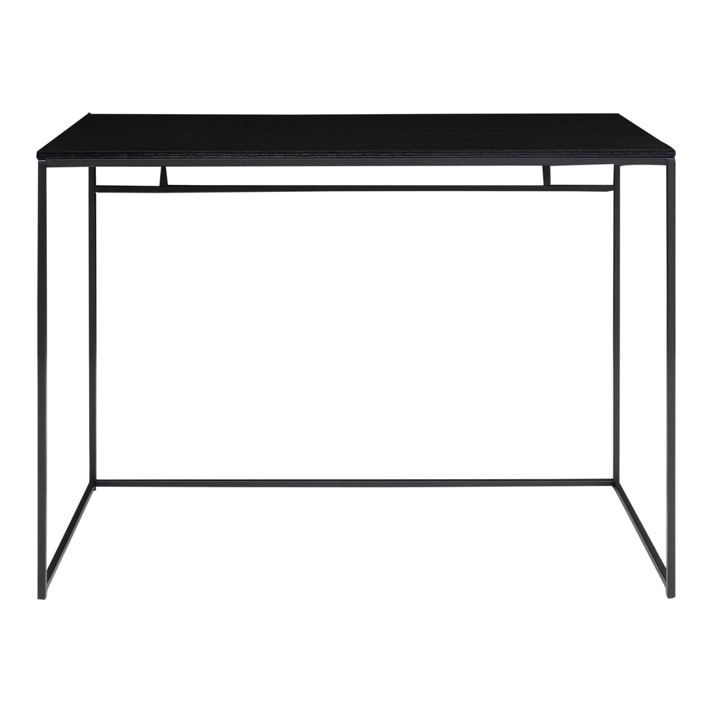 Bureau Vita plateau noir cadre acier noir vue frontale épurée sans décoration