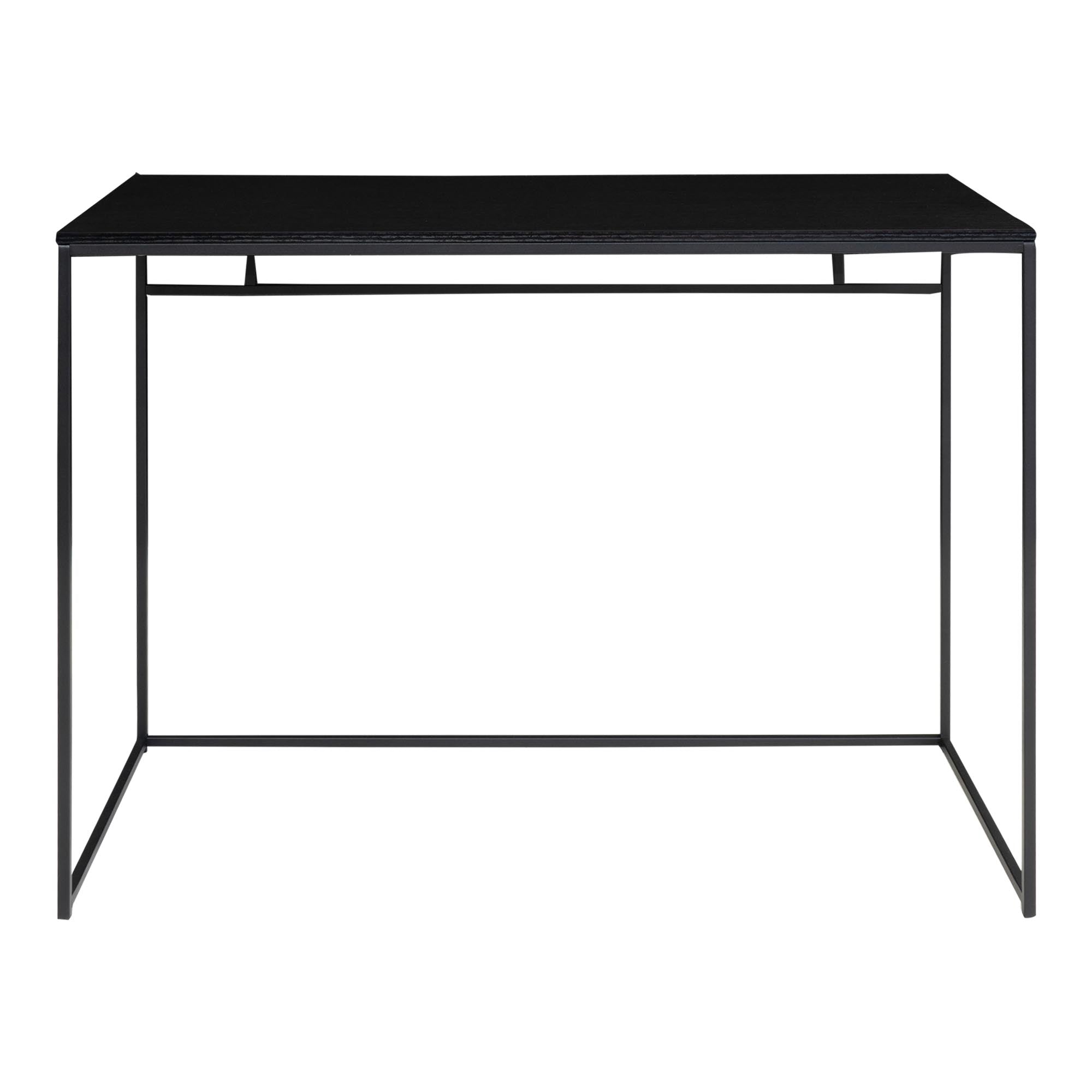 Bureau Vita plateau noir cadre acier noir vue frontale épurée sans décoration