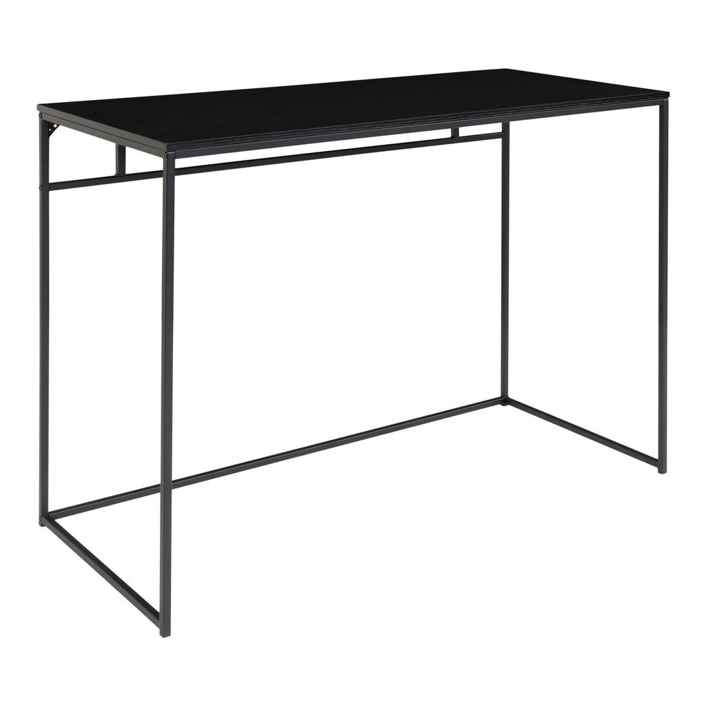 Bureau Vita noir intégral structure acier filaire vue trois quarts épurée fond blanc