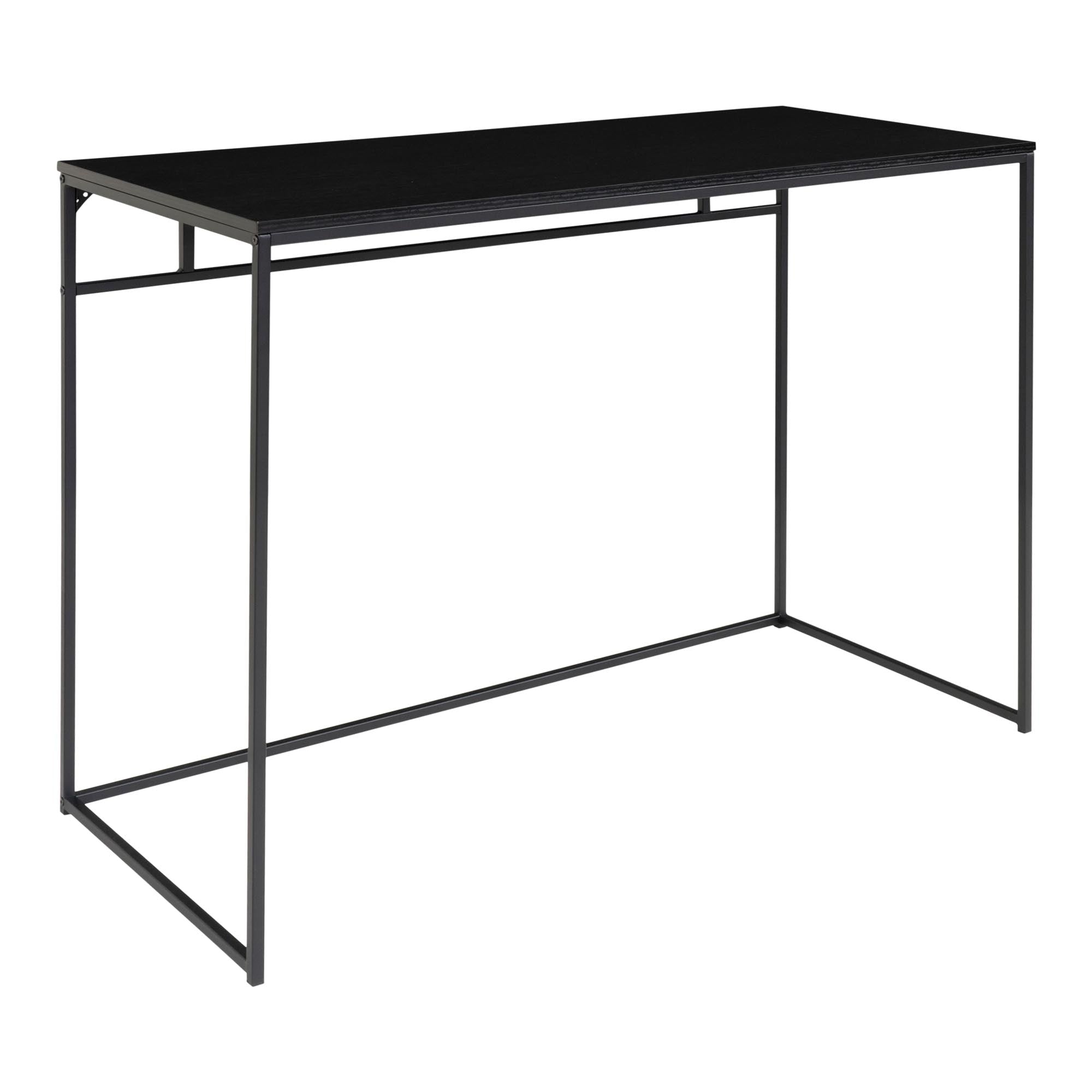 Bureau Vita noir intégral structure acier filaire vue trois quarts épurée fond blanc