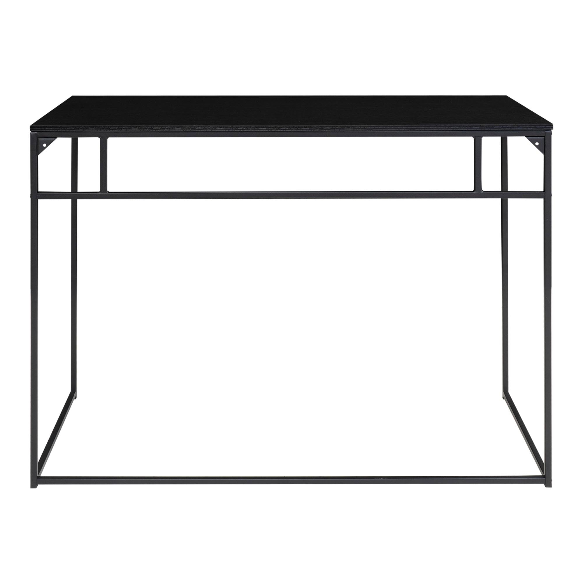 Bureau Vita noir 100x45 traverses acier apparentes vue frontale structure filaire