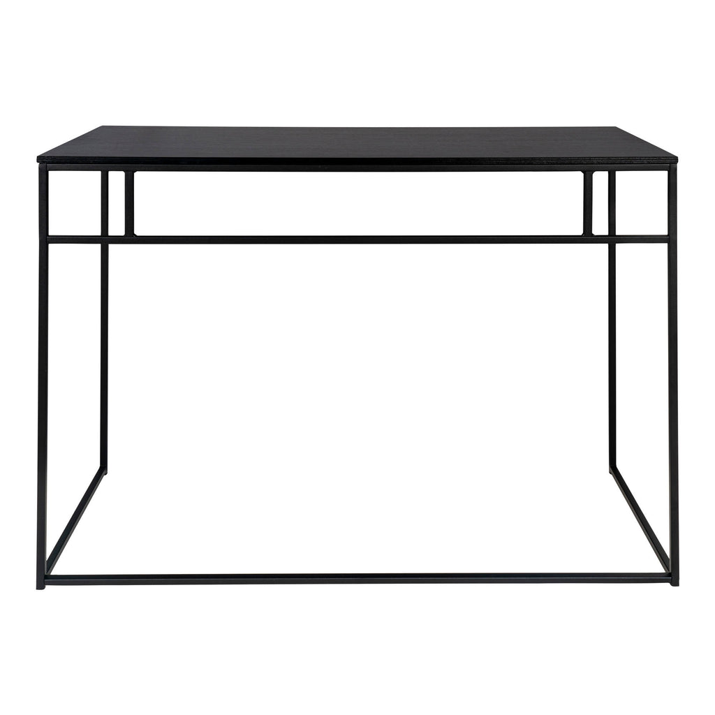 Bureau Vita noir intégral vue de face profil bas structure métal laqué noir