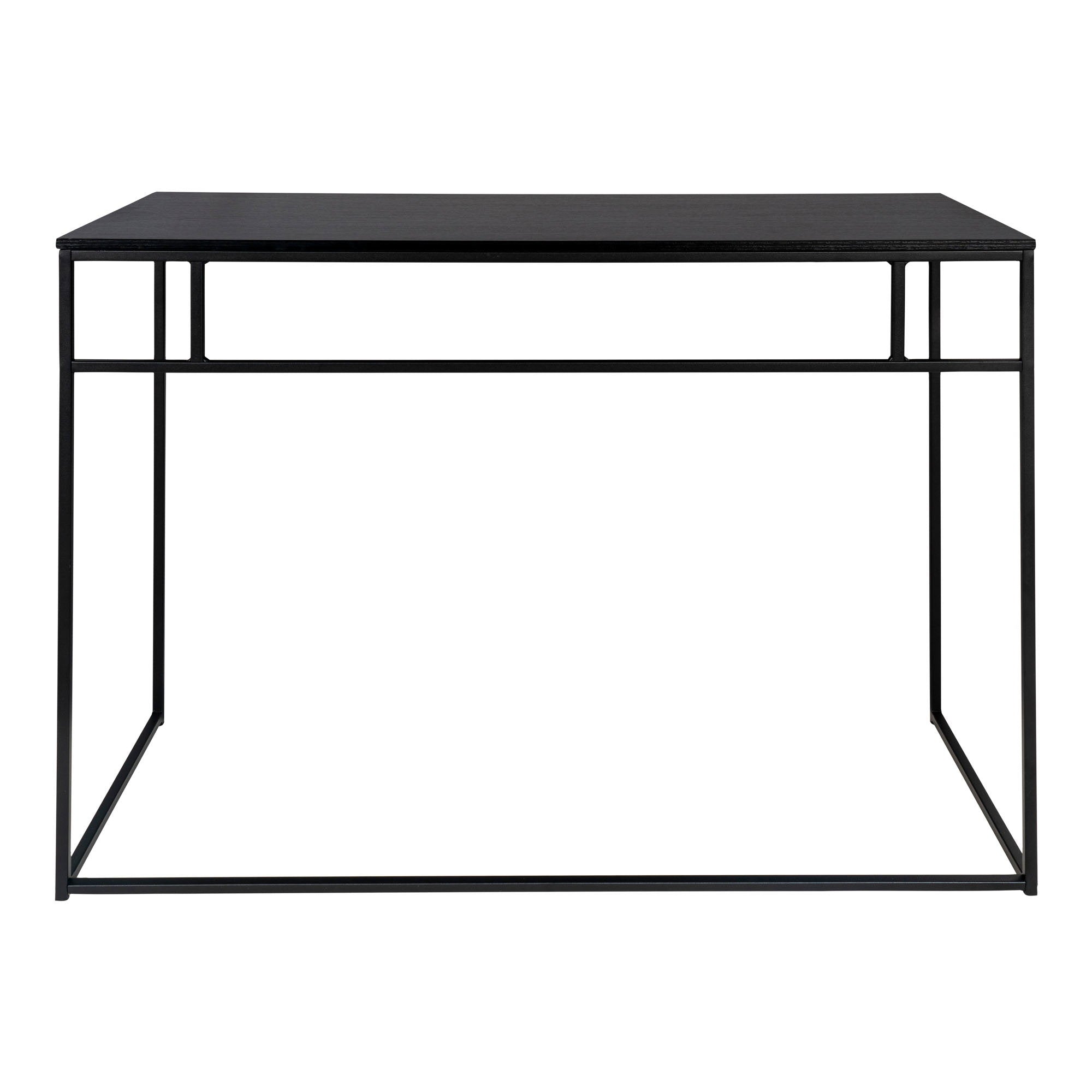 Bureau Vita noir intégral vue de face profil bas structure métal laqué noir