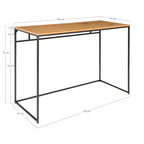 Schéma dimensions bureau Vita 100x45x75 cm épaisseur plateau 3 cm dégagement genoux 62 cm