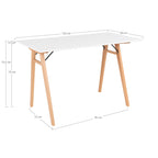 Schéma dimensions bureau Vojens blanc 120x60x75,5 cm épaisseur plateau 2,5 cm écartement pieds
