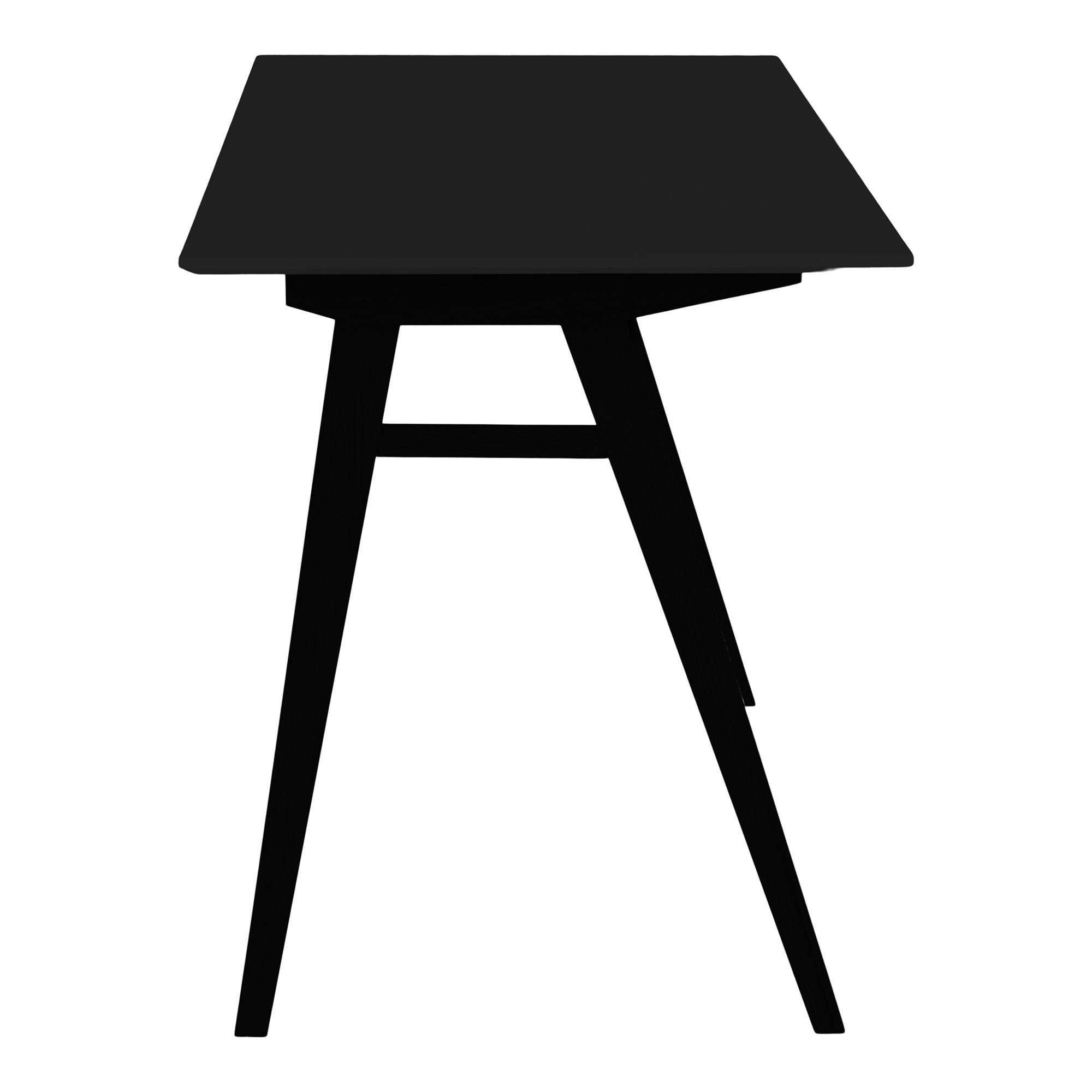 Détail pied tréteau en A bureau Vojens bois laqué noir profil vue latérale