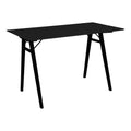 Bureau Vojens noir 120x60x75 cm pieds tréteau bois laqué noir vue trois quarts