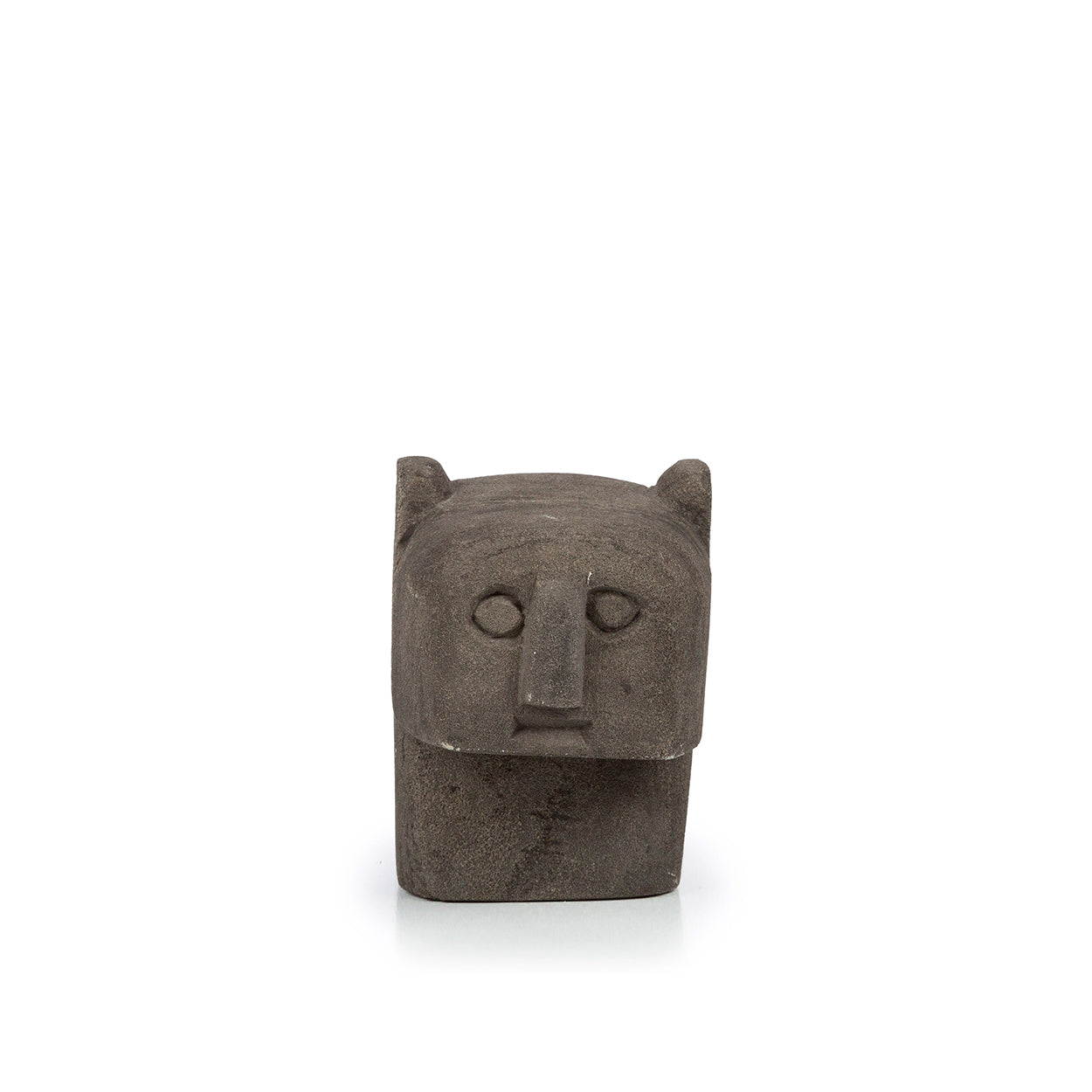 Buste Sumba à oreilles en grès gris 9 cm