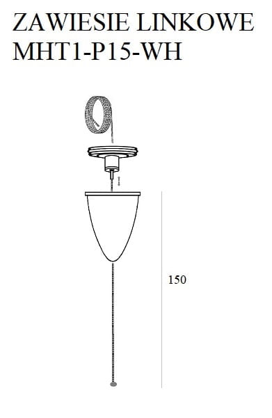 Dimensions Aufhängeseil 1,5 m für 3-Phasen-Schiene weiß