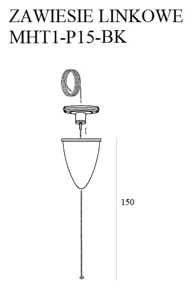 Dimensions Câble de suspension 1,5 m pour rail triphasé noir