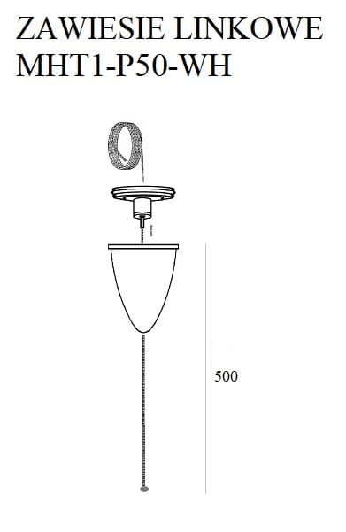 Dimensions 3 m langes Aufhängungsseil für 3-Phasen-Schiene, weiß