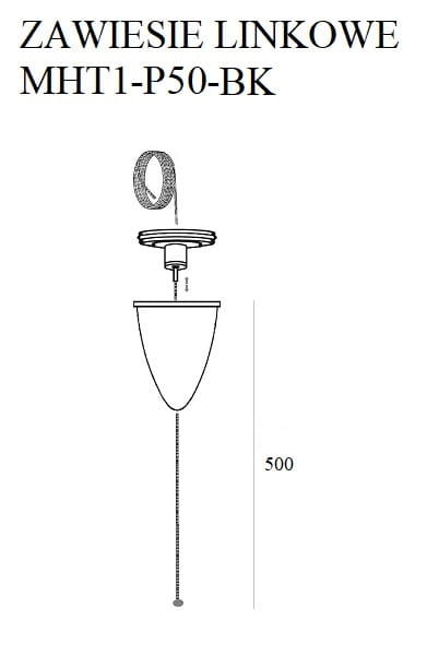 Dimensions 5 m langes Abhängeseil für 3-Phasen-Stromschiene, weiß