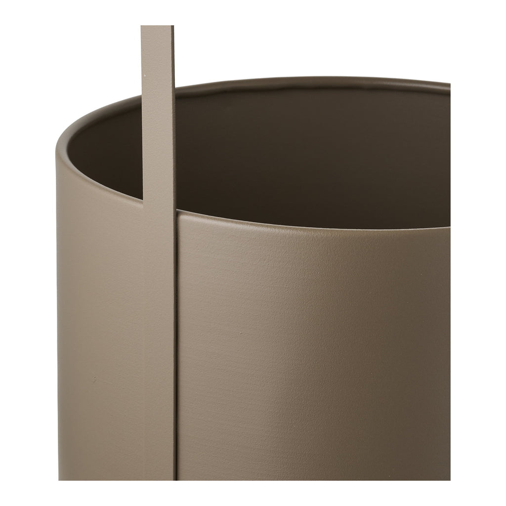 Cache-pots acier brossé taupe anse rectangulaire vue arrière set 2