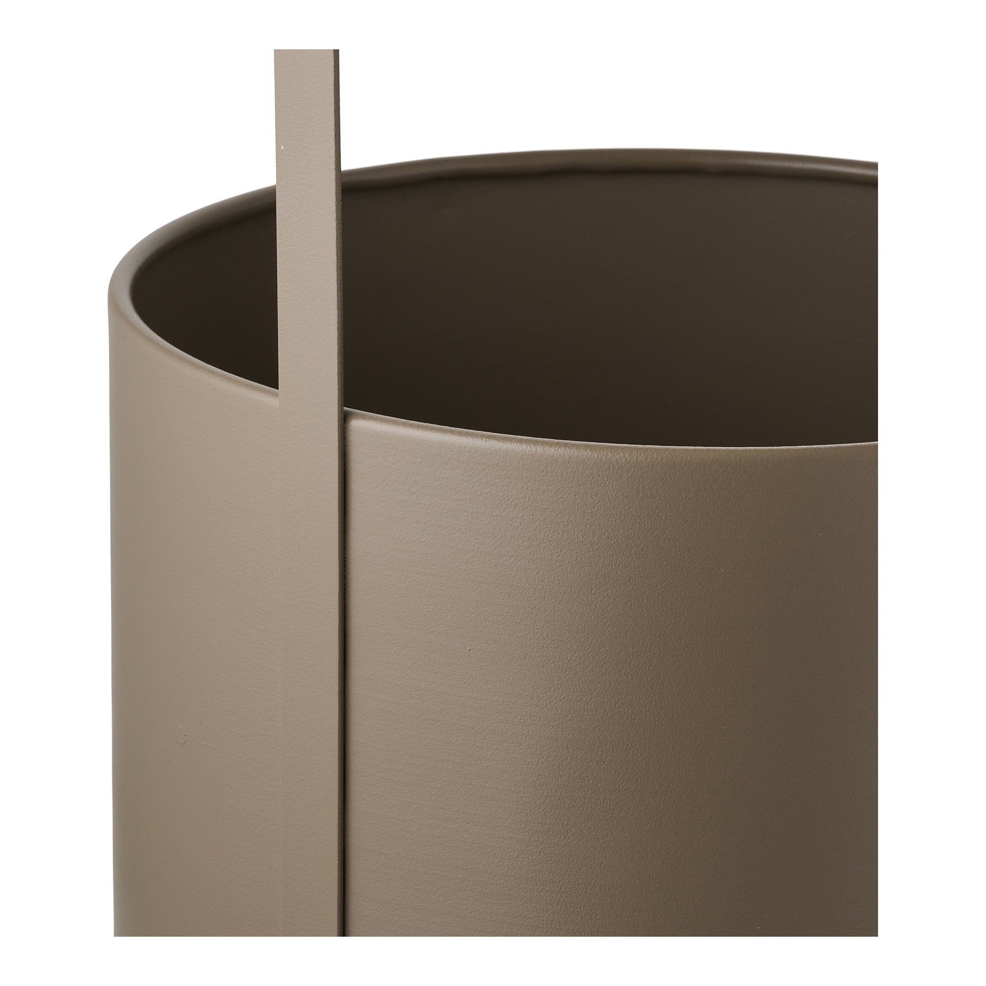 Cache-pots acier brossé taupe anse rectangulaire vue arrière set 2