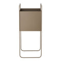 Cache-pot carré acier taupe mat sur pied filaire haut 54 cm vue de face