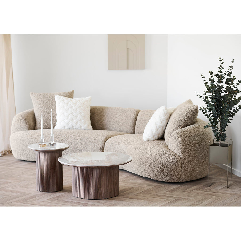 Cache-pot carré acier taupe pied haut décoration salon canapé tables marbre