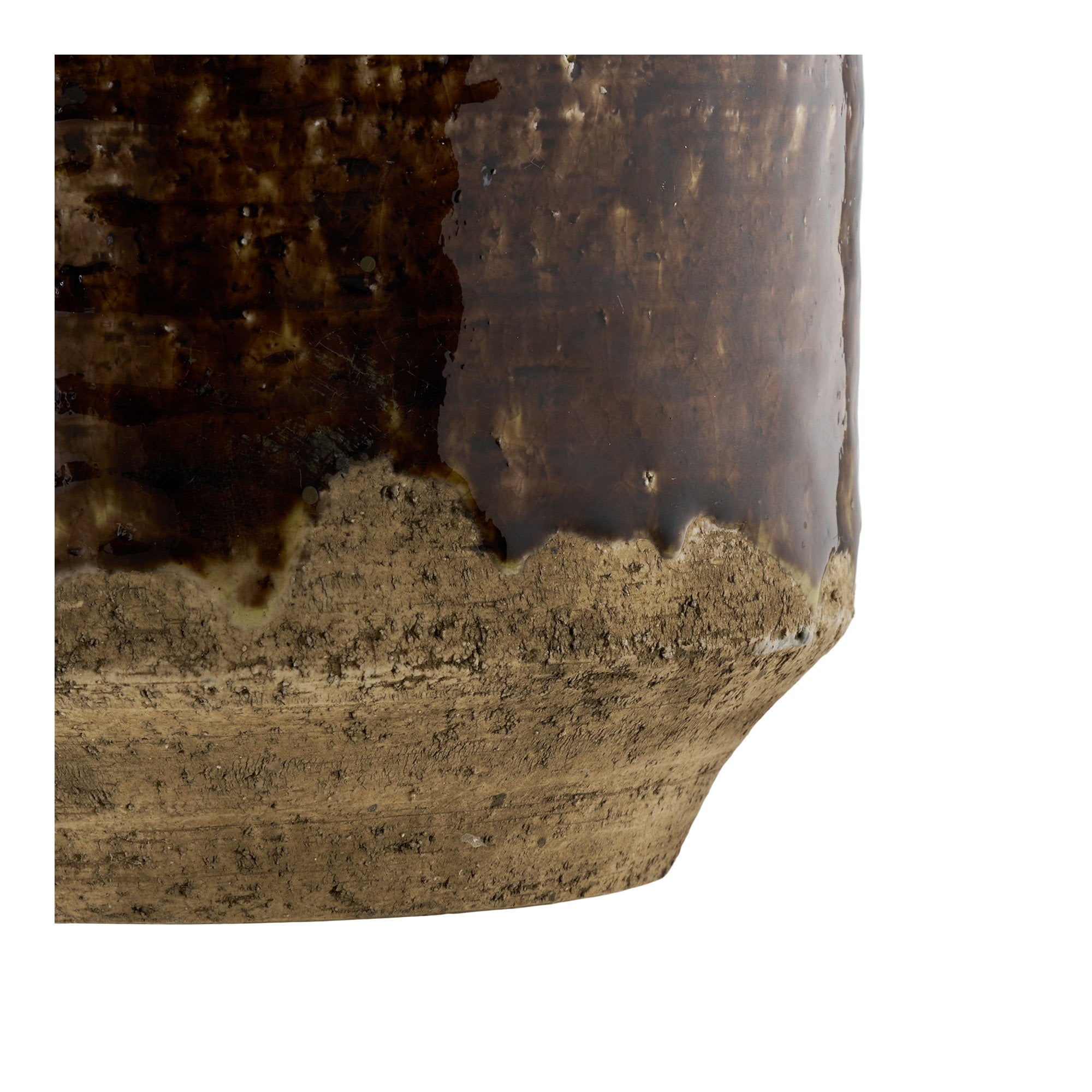Cache pot céramique émaillée brun 16 cm vue de détail