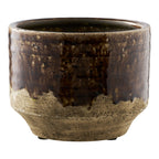 Cache pot céramique émaillée brun 16 cm