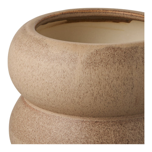 Cache-pot céramique marron sablé détail texture matte glaçure artisanale Ø19 cm
