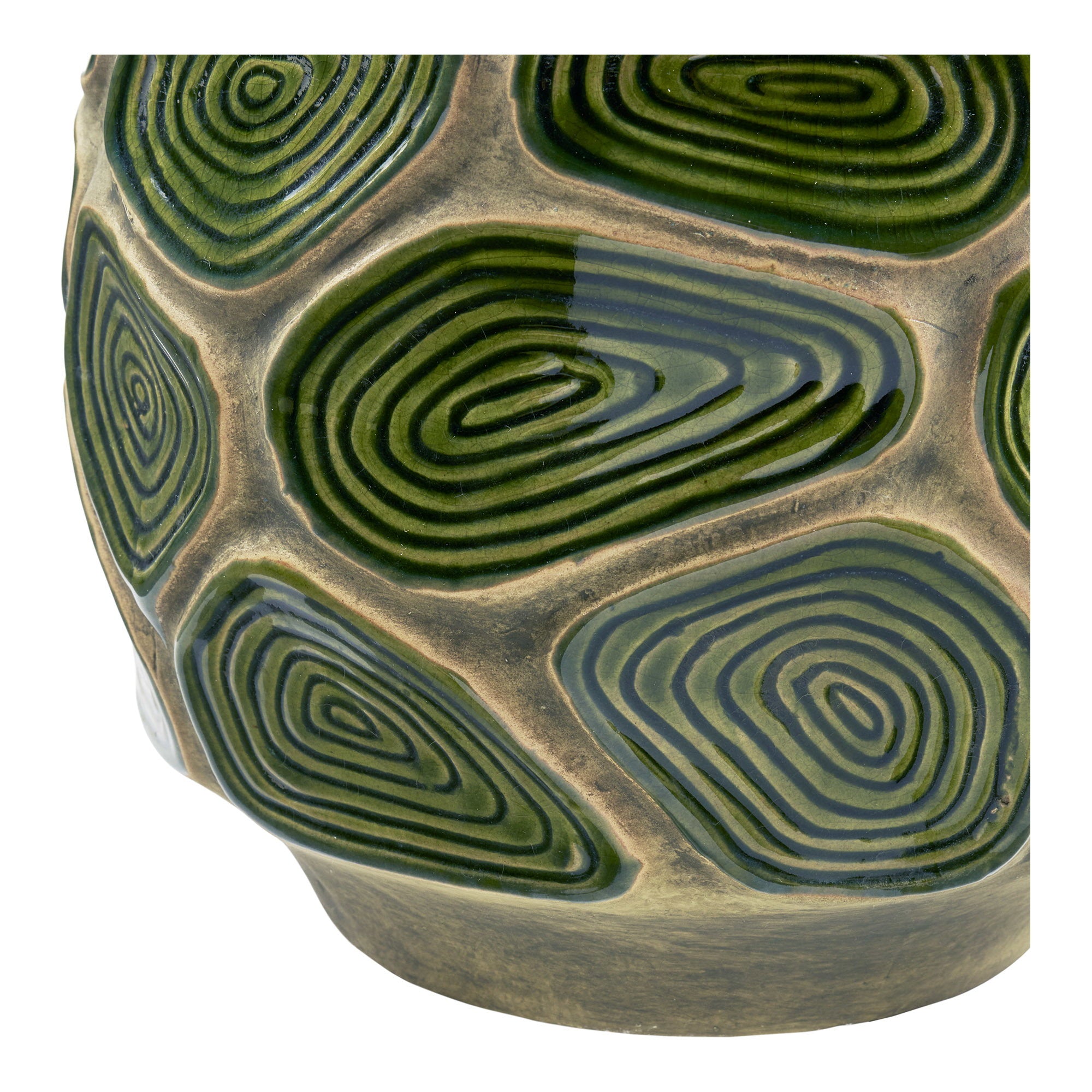 Cache pot céramique relief vert forêt 18 cm vue de détail