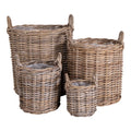 Cache-pots cylindriques Caor rotin kubu naturel set de 4 tailles progressives anses torsadées